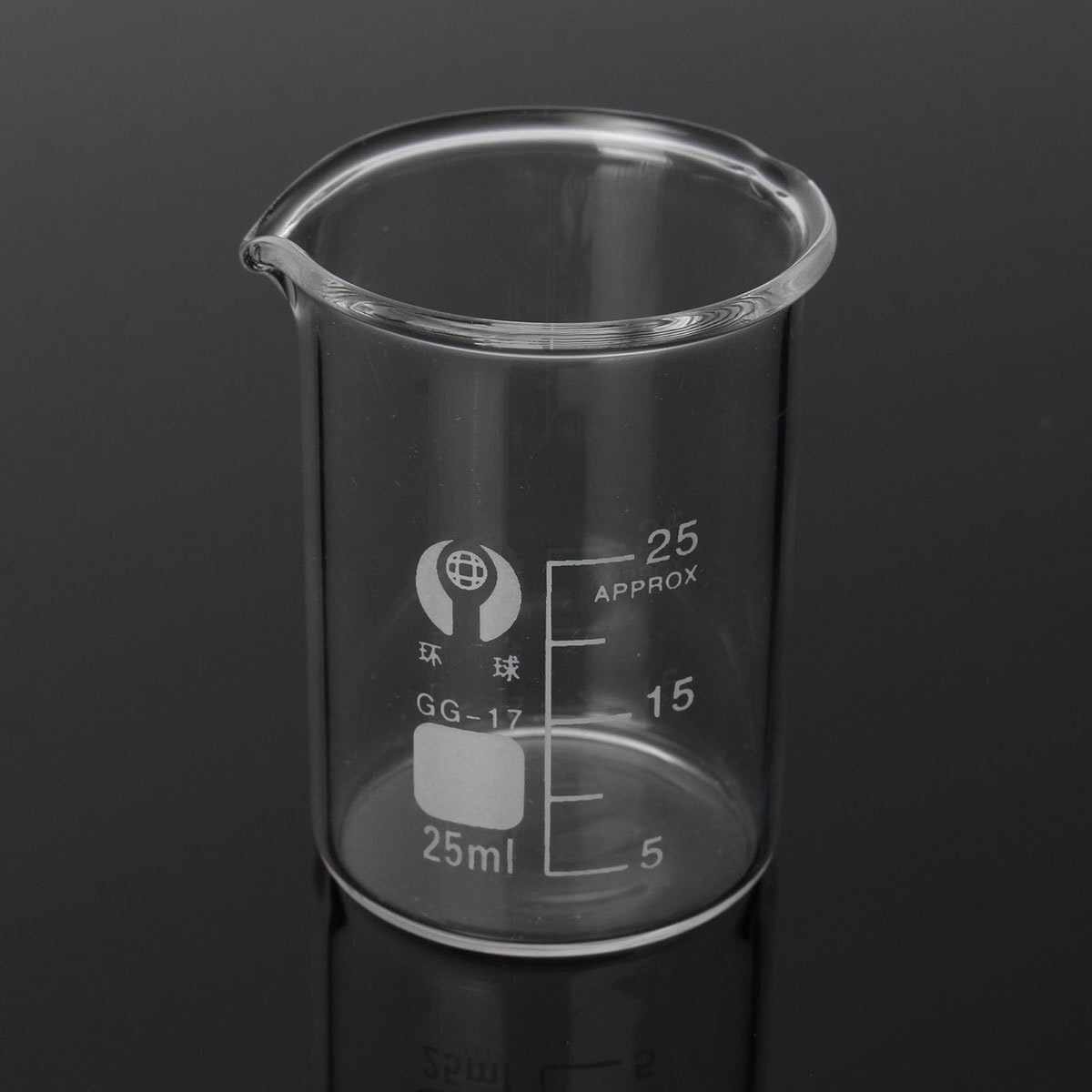 Set di Becher in Vetro Borosilicato Graduato, 5ml 10ml 25ml 50ml 100ml, Resistente al Calore per Laboratorio
