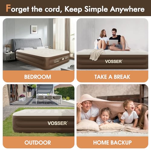 image for VOSSER Queen Air Mattress with Built-in Pump,18'' Self Inflatable Matt