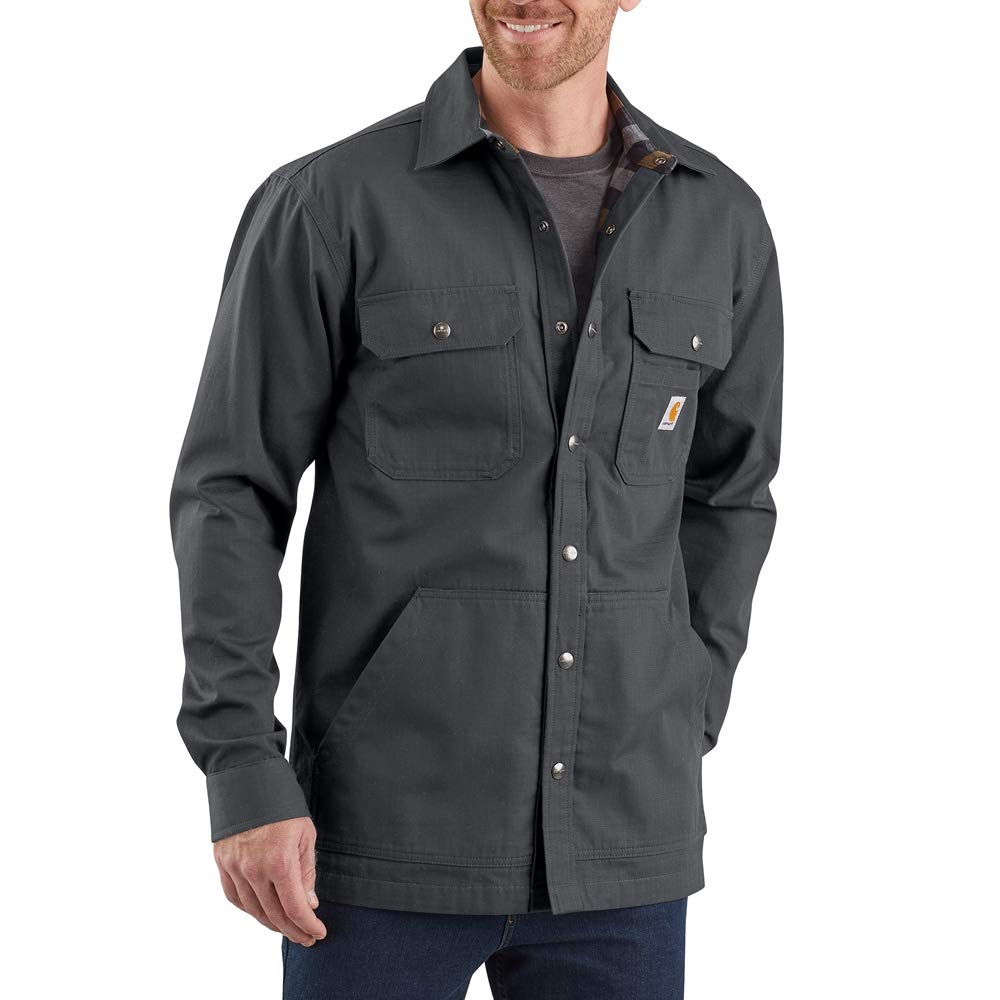 Carhartt Men's Loose Fit Ripstop Flannel-Lined Snap-Front Shirt Jacket