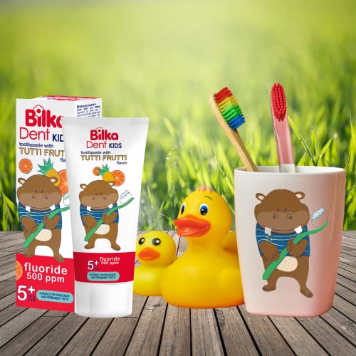 BilkaDent Kinderzahnpasta 5+ Jahre – Zahncreme für Kinder mit Tutti-Frutti-Geschmack, 500 ppm Fluorid, für Milchzähne & bleibende Zähne, 50 ml – Bild 8
