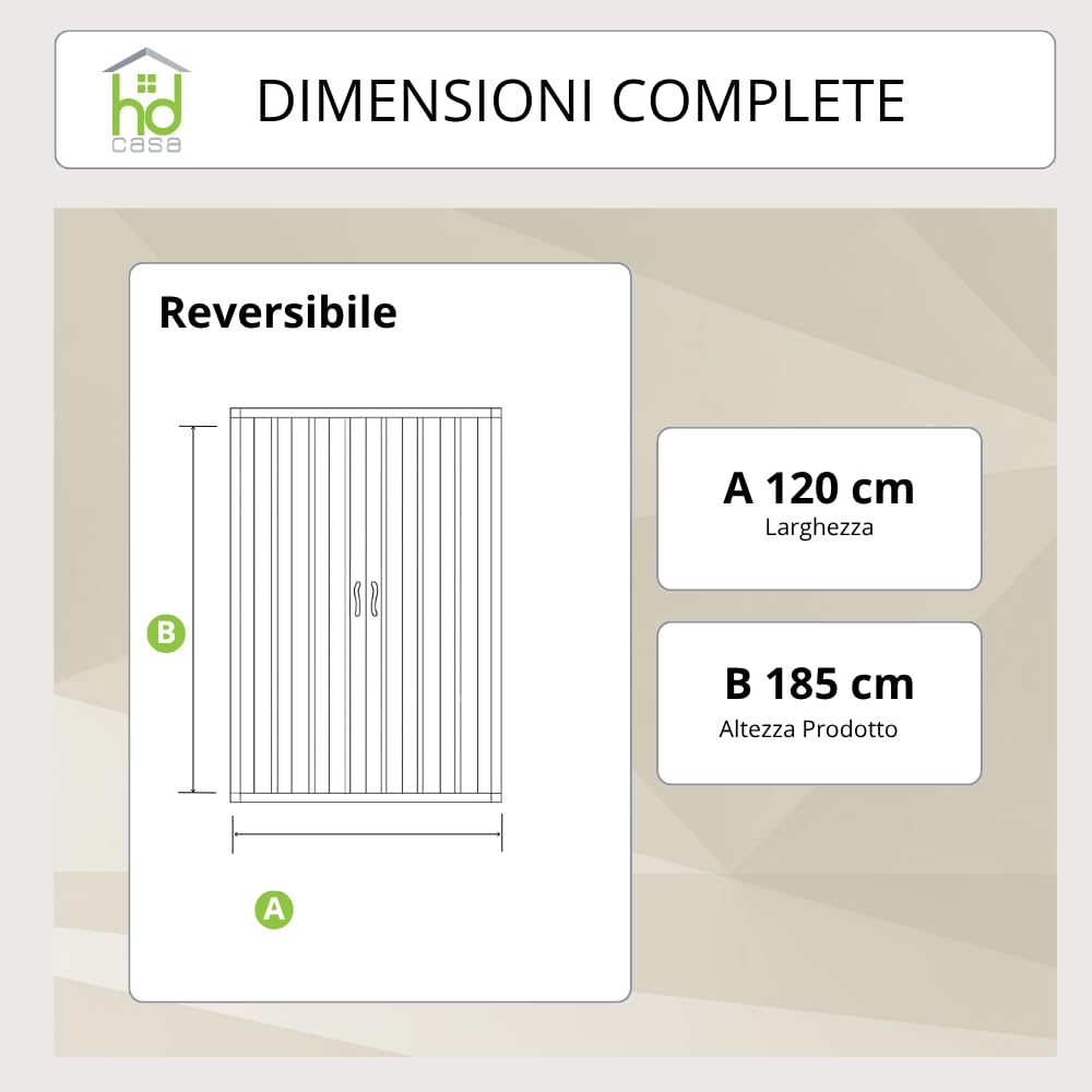 HD CASA Box Doccia a Soffietto in PVC Modello Giada, Apertura Centrale Estendibile, Cabina Doccia Angolare Salvaspazio Made in Italy 120 cm