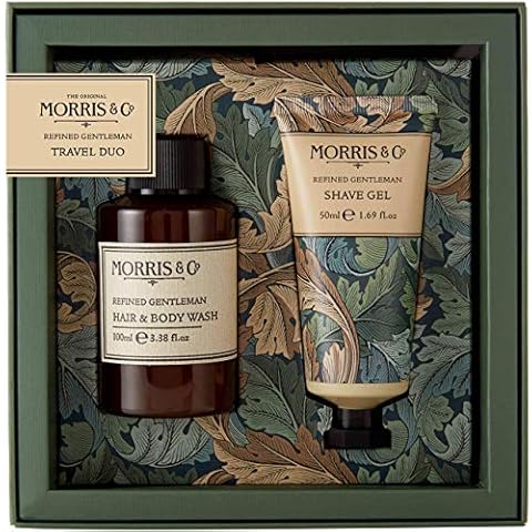 Morris & Co Refined Gentleman Hair & Body Wash 100ml And Shave Gel 50ml Travel Duo In Gift Box Cover