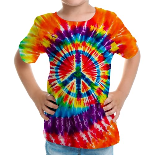 Image of Big Kids Tie Dye Shirt for Boys Girls Short Sleeve Hippie Tshirt Senior Tee