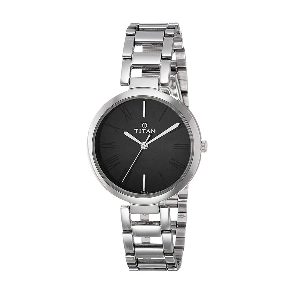 Titan Women Stainless Steel Black Dial Semi Solid Analogue Watch - Nm2480Sm02, Band Color-Silver (B0C594BQ74) Amazon Price History, Amazon Price Tracker