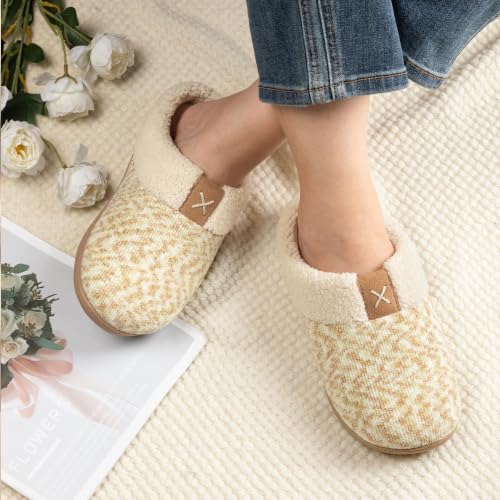 Image of ULTRAIDEAS Women's Indoor Bedroom Slipper with Memory Foam, Gift for Women, Wool-Like House Shoe with Anti-Skid Rubber Sole for Ladies