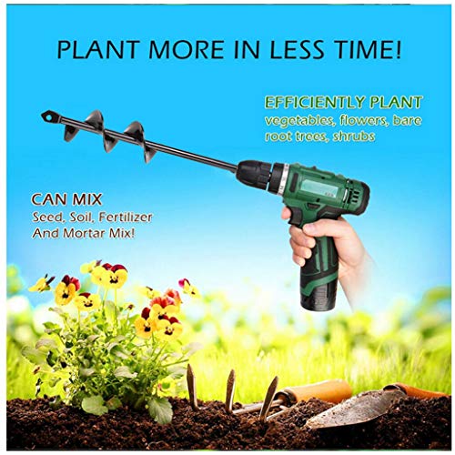 SuperThinker Auger Drill Bit for Planting, Garden Auger Spiral Drill Bits 1.6\" x 9\" Rapid Planter for Planting Bulb Seedlings&Bedding - Post Hole Digger for 3/25\" to 1/2\" Hex Drive Drill (1.6\'\' x 9\'\')
