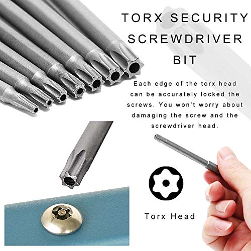 Torx Screwdriver Bit Sets, 11Pcs Magnetic 100Mm Long 1/4 Inch Hex Shank Security Head Tamper Proof Star Quick Change Screw Driver Bit Tools, T6-T40 #TOP4