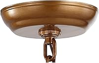 Vista 7 de JONATHAN Y JYL7437B 16" Farmhouse Lantern Chandelier, 4-Light Industrial Metal Cage Pendant Light in Antique Gold, Adjustable Hanging Ceiling