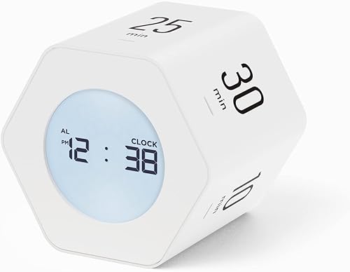 mooas Temporizador de cubo de reloj multihexagonal, temporizador de tiempo de reloj digital, temporizadores Pomodoro, pantalla retroiluminada, modo