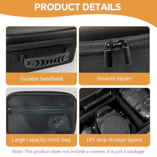 Image of ZORBES Camera Bag for Canon EOS Rebel T7 /R50 /R6 Mark II /R100 /R50 V /T6 /R8 /R10 /R5 Mark II /RP /R7 /5D Mark IV, Camera Carry Bag DSLR SLR Camera Bag with Handle, Waterproof EVA Hard Shell Suitcase Bag