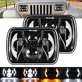 YUGUANG 5x7 7x6 LED Headlights, H6054 LED Headlights Hi/Low Beam DRL Amber Turn Signal DOT Approved, 2PCS