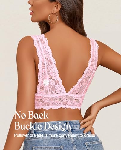 Image of Avidlove Bralettes for Women Lace Bra Non Padded Longline Bralette Deep V Triangle Sexy Everyday Lingerie Bras