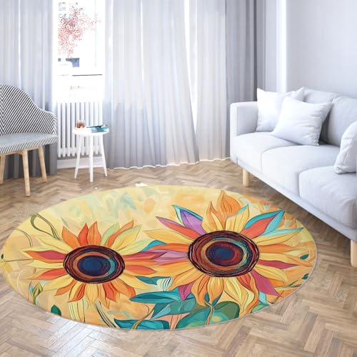 Tapis de sol lavable et antidérapant avec motif tournesol - 2