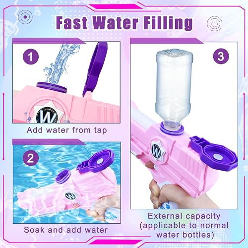 Electric Water Gun, Ultimate Battle Blaster Water Guns with Dual Nozzles High Capacity Automatic Squirt Guns Summer Outdoor Beach Swimming Pool Party Toy for Adult and Kids (Pink, 1P Pink) — view 4