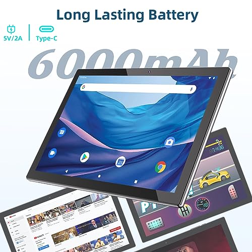 Image of HOTTABLET 10 inch Tablet, 12GB RAM 128GB ROM Computer Tablets with Keyboard, IPS Screen, 2.4G /5G WiFi 6, Bluetooth 5.0, 1TB Expand with Stylus, Black (Black)