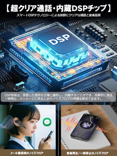 undefined 【超クリア通話・50分急速充電】Earaku(イアラク) ヘッドセット Bluetooth 10分間充電で12時間連続通話可能 最大19時間連続使用 通話専用イヤホン 270°回転マイク DSPチップ内蔵で雑音除去 デュアルEQモード切替 オープンイヤーヘッドホン マルチペアリング対応 テレワーク/リモート/Web会議/コールセンター/在宅勤務/ビジネスヘッドセット(MicCuff J200) の商品画像 5