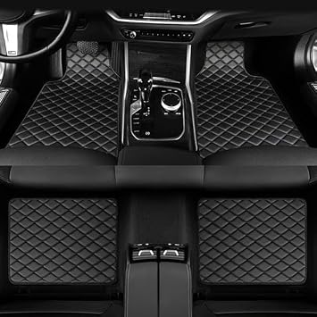 Floor Mats for Cars for Volvo C30 2006 2007 2008 2009-2024, Water-Resistant Leather All-Weather Auto Mats Car Carpet Non-Slip Interior Protection Front & Rear Set,A/Black