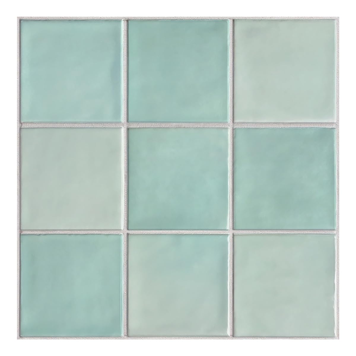 Commomy 10 Pcs Light Teal Green Self Adhesive Wall Tiles for Kitchen,11'8 x 11'8 UrltraLight PVC Square 3D Stick on Tiles for Bathroom, Bedroom, Living Room, RV