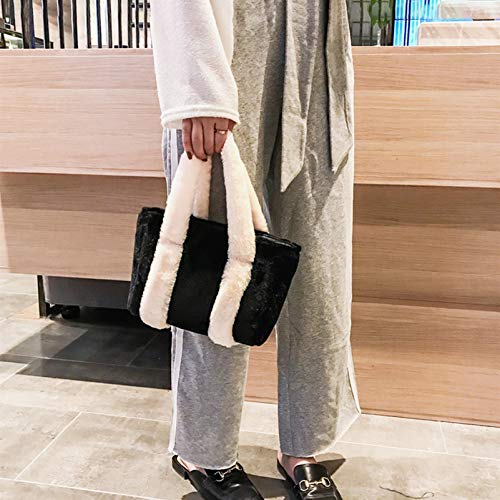 KESYOO Bolsa de Pelúcia Moda Inverno Colorida Bolsa de Ombro Macio Zíper Bolsa Novidade Bolsa Crossb