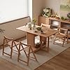 AnywaysWood Folding Dining Table with 4 Foldable Chairs Set, Space Saving Extendable Solid Wood Drop Leaf Table for Kitchen Dining Living Room Small Spaces Easy Assembly (55.1231.530)