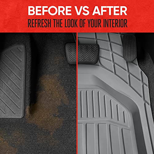 Image of Motor Trend 943-GR FlexTough Defender Car Floor Mats -Next Generation Deep Dish Heavy Duty Contour Liners for Car SUV Truck & Van-All Weather Protection, Trim to Fit Most Vehicles Gray