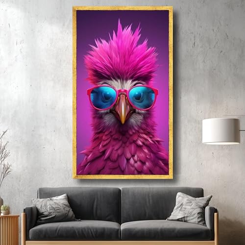 Tableau sur toile oiseau rose de qualité supérieure, peinture unique maison 55x100cm