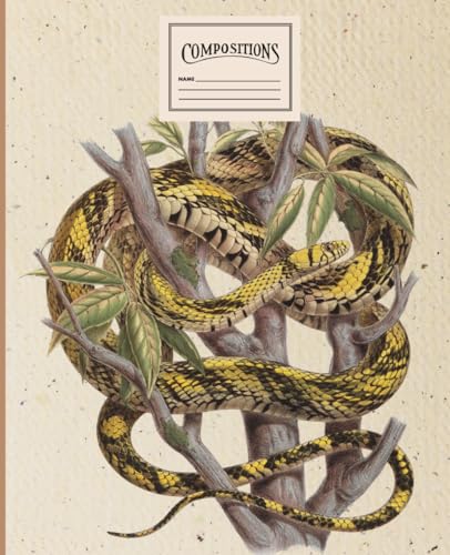 Notebook with a beautiful vintage illustration of a snake: College Ruled, 7.5 x 9.25 Inches, 110 pages