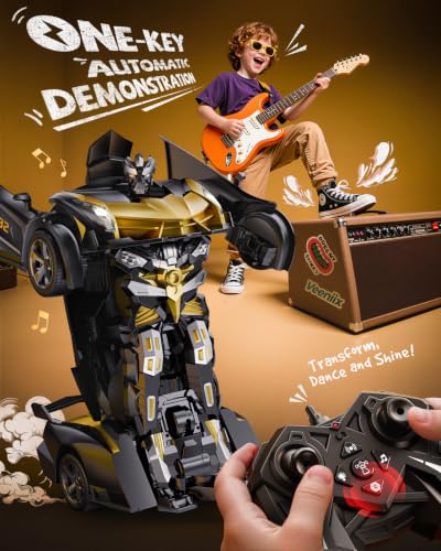 Image of Veeniix V992 1:14 Scale 2-in-1 Transform RC Robot Car Toy, Golden