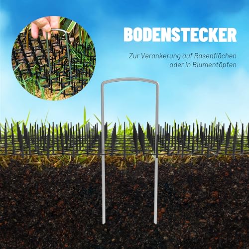 OCEANPAX Katzenmatte mit Kunststoff-Spikes, Katzenschreck, Kratzmatte für Katzen, Schädlingsstreifen, zum Graben, 24 Stück, inkl. 10 Heftklammern und 10 Reißverschlussbänder