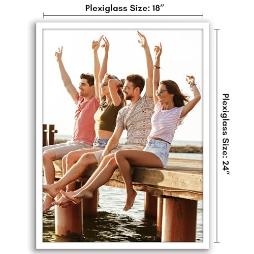 Americanflat 18x24 Poster Frame with Polished Plexiglass - Streamline Collection - Thin Border Picture Frame for Wall Display - Hanging Hardware Included - White