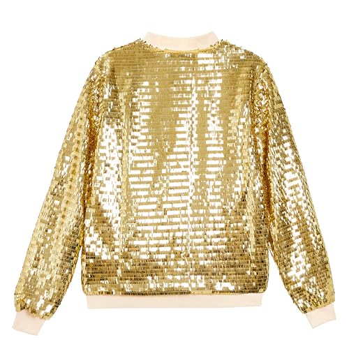 Image of YIYI Mens Jacket Bomber Sequin Sparkly Varsity Unique Glitter Jacket Male Party Shiny Outwear Coat Birthday Holiday Clothes