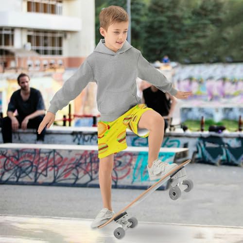 J JOYSAY Hamburger Dot Yellow Boys Athletic Shorts Kids Youth Casual Shotrs with Elastic Waistband Pockets4