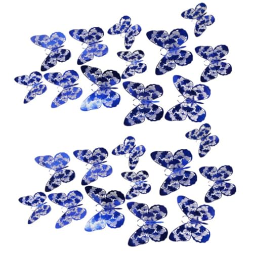 24 adhesivos de pared mariposa 3D removibles azul