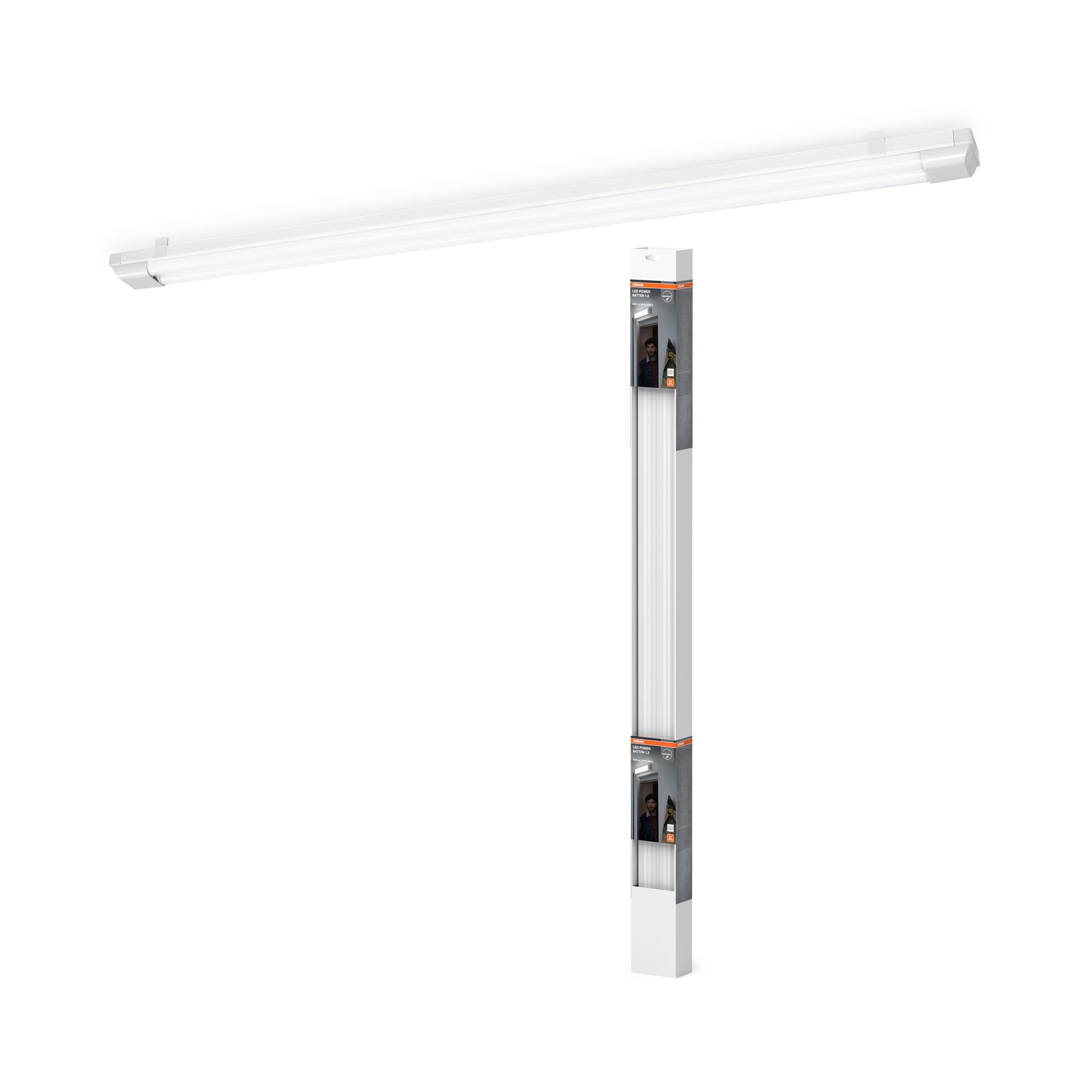 OSRAM Listwa świetlna LED o wysokiej skuteczności świetlnej w kolorze białym z obudową z blachy stalowej, chłodna biel, zamiennik opraw T8, stopień ochrony IP20 do stosowania wewnątrz pomieszczeń