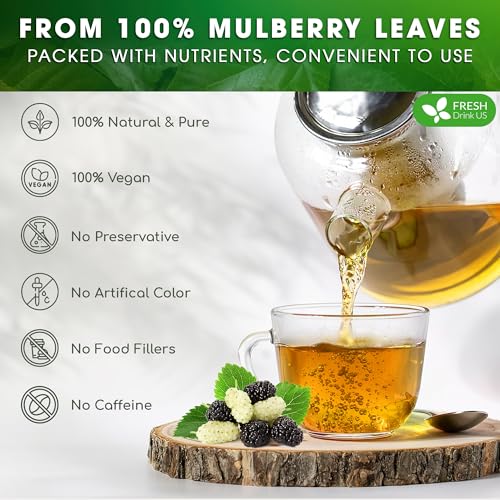 Image of FreshDrinkUS, Permium 16oz Mulberry Leaves, 100% Natural & Pure, Mulberry Leaf Tea, Mulberry Loose Leaf Herbal Tea, No Additives, No Caffeine, Vegan.