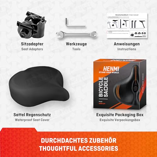 Selle velo anti douleur et ergonomique HENMI avec suspension intégrée - 7