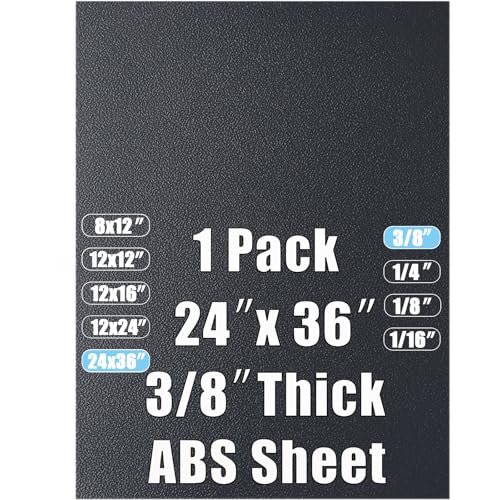 Image of ABS Plastic Sheet 3 /8 Inch Thick 24 inch x 36 inch (1-Pack),Two-Sided Heat Moldable Panel (Thermoplastic Textured Front & Smooth Back), Black Thermoform Board Great for DIY Projects, Decor, Handcrafts