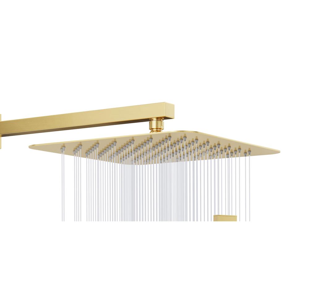 KIRLYSTONE Tub Shower Faucet Combo – Brushed Gold, 10-Spray Handheld Shower Head With Tub Spout, Brass Valve & Pressure Balancing Cartridge