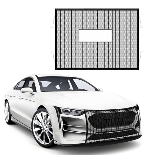 Image of Wuyaoyao Car Grille Protection Net, 39.4 inchx31.5 inch High-Density Front Grill Air Intake Mesh Dustproof Net with Hooks, Car Grill Mesh Blocks Stones Leaves Dirt, Universal Car Accessories (Opening: Black)