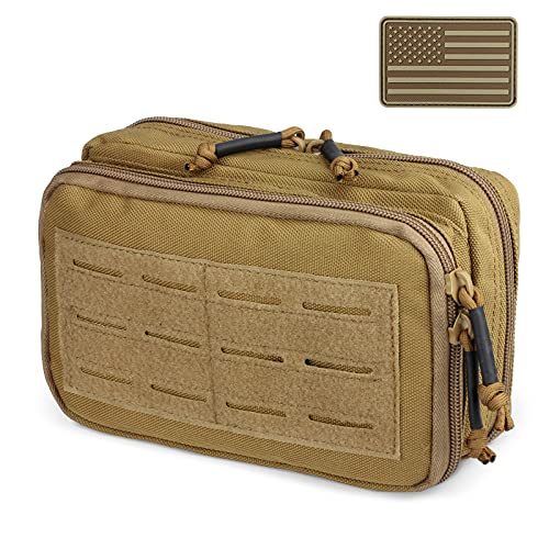 tactical organizer - WYNEX Tactical Molle Gear Pouch, Molle Admin Pouches EDC Tool Bag with Map Sleeve Molle Attachment Compact Utility Bag Flag Patch Included