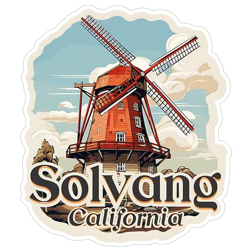 Solvang California Sticker 4 Inch Travel Souvenir City Destination - Waterproof Vinyl Decal for Laptop Water Bottle Car Tumbler - Durable Aesthetic Long-Lasting Stickers for Adults ID44990