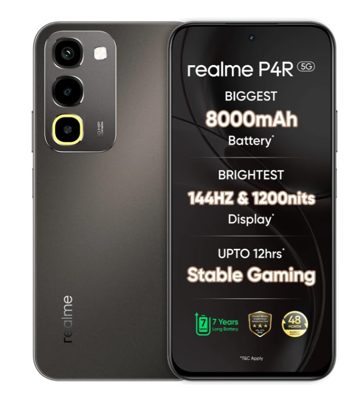 Image of realme P4R 5G Smartphone Titanium Glare 4 GB RAM 128 GB | 8000mAh Battery, 144Hz Display, 1200nits Brightness, 12hrs Stable Gaming, Triple Camera Setup