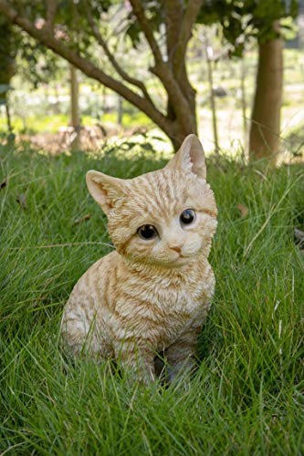 Figura de gato naranja sentado con cabeza inclinada miniatura 2