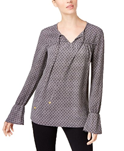 Michael Michael Kors Printed Ruffle Blouse (Black White, S) #TOP17