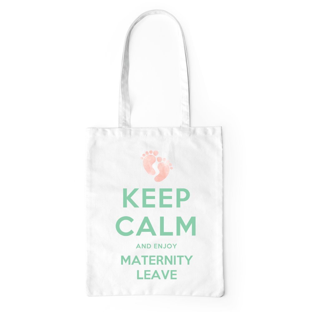 Keep Calm Enjoy Maternity Leave Tote Bag One Size White Funny Cool Leaving Gift New Baby Canvas