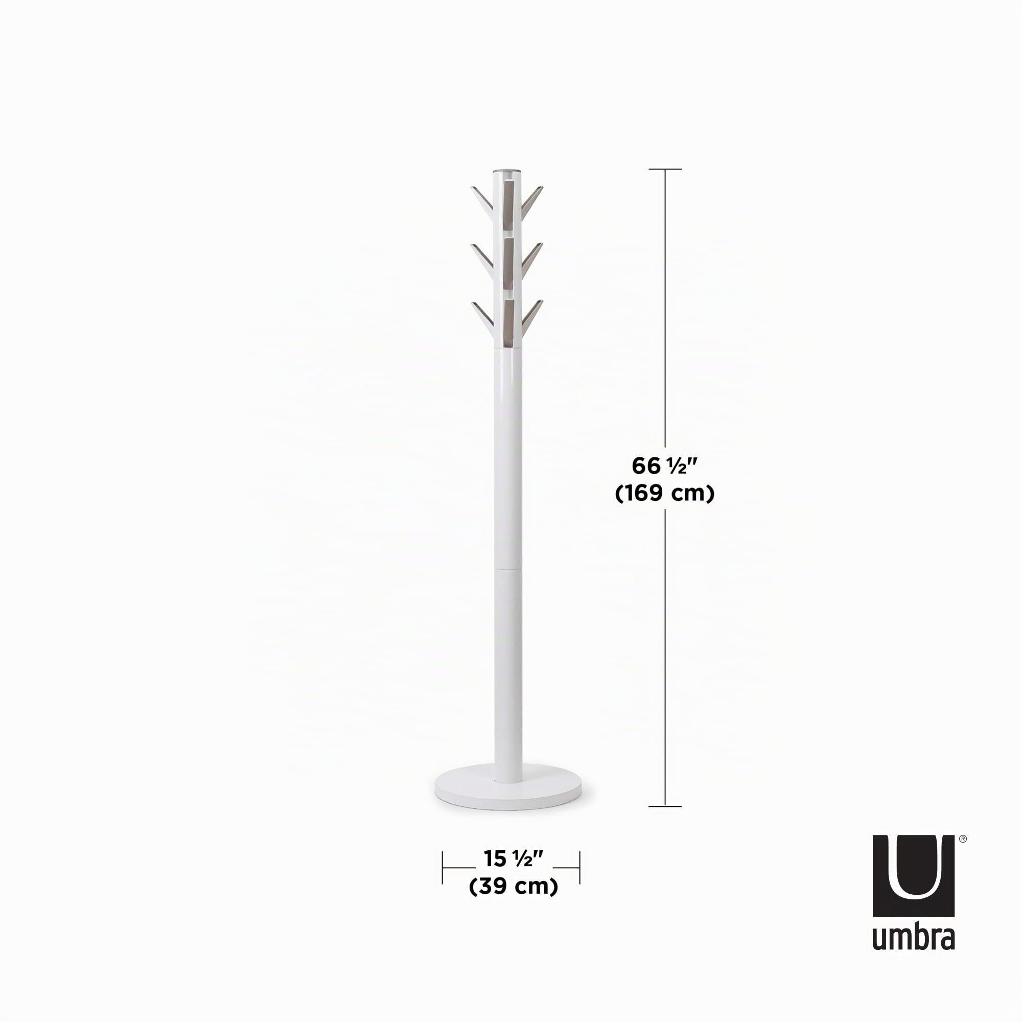 Umbra Flapper Perchero con 9 ganchos abatibles, Madera de caucho, Blanco