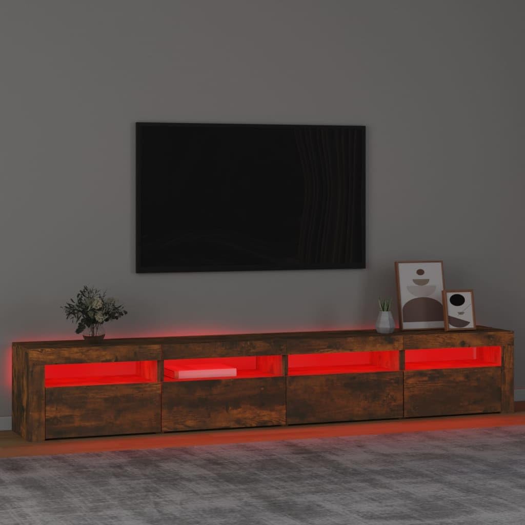 Szafka pod telewizor z lampkami LED dębowym, 240 x 35 x 40 cm