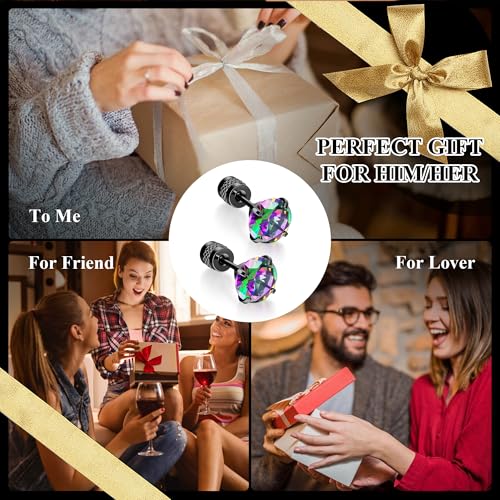 Hypoallergenic Cartilage Earrings for Women Men, 1 Pairs Titanium Stud for Women Gold Silver Black 20G Post & Screw Back with Cubic Zirconia 3 4 5 6 7 mm Piercing Jewelry3