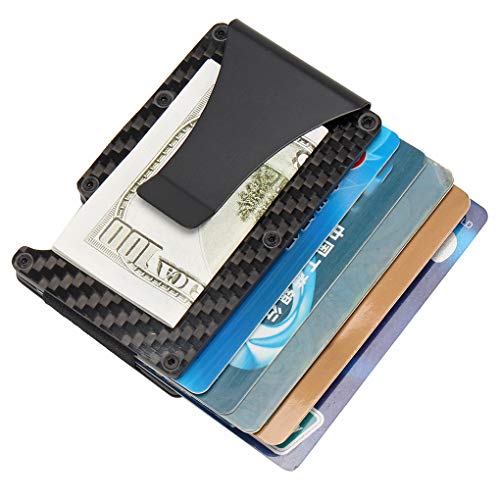 Titular fibra de carbono Masculino portátil ID Business Card RFID Bloqueio Magro Carteira Homens Cai