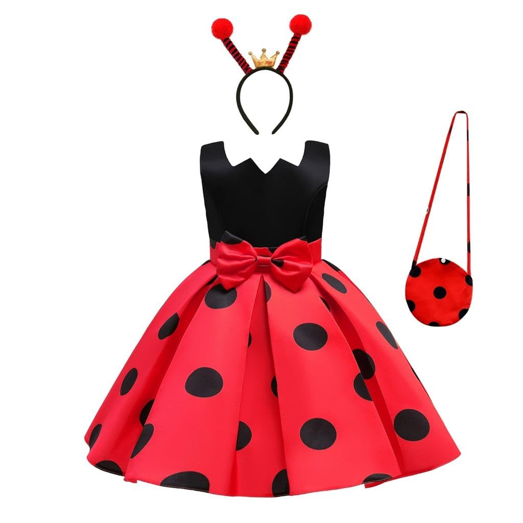 Lito Angels Disfraz Vestido de mariquita para Niñas Pequeñas Talla 2-11 años